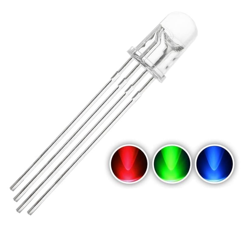 RGB LED 5mm 4-Pin Red Green Blue Light Emitting Diode for Arduino & DIY Electronics