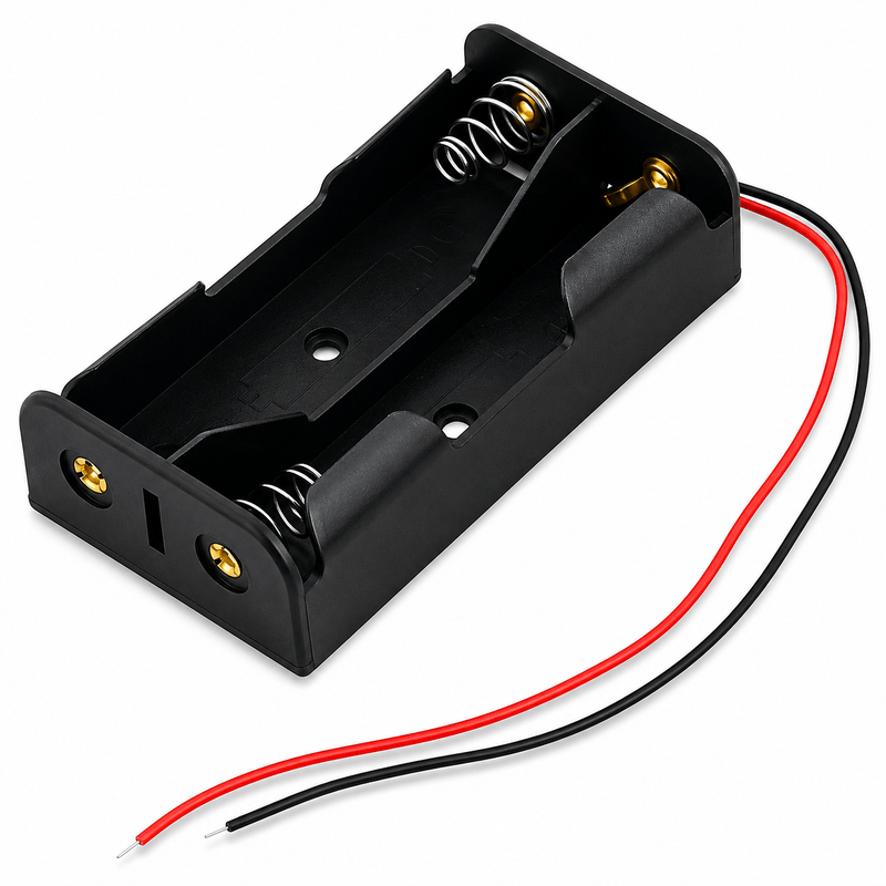 18650 Battery Holder 2-Slot for 3.7V Lithium-Ion Batteries | Dual Cell Battery Case with Wire Leads for DIY Electronics & Arduino Projects