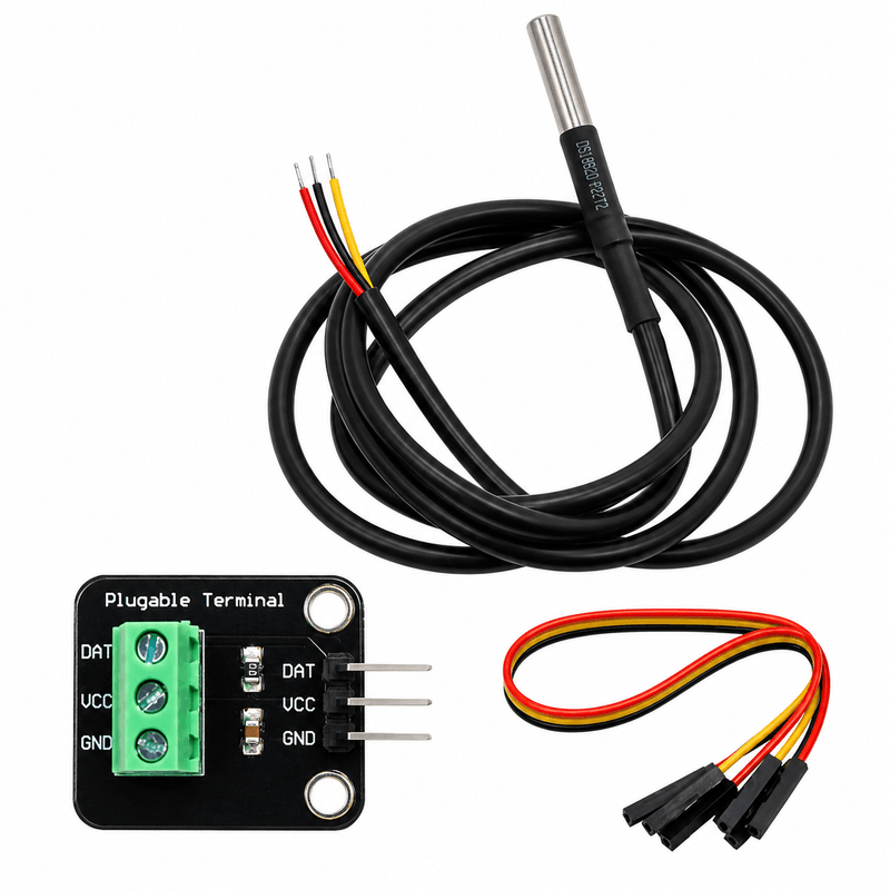 DS18B20 Waterproof Temperature Sensor Probe with Plugable Terminal Adapter | Digital Temperature Sensor Module for Arduino & Raspberry Pi